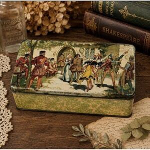 Vintage Thorne's Toffee Tin Royal Court Jester Dancer England Litho Candy Box